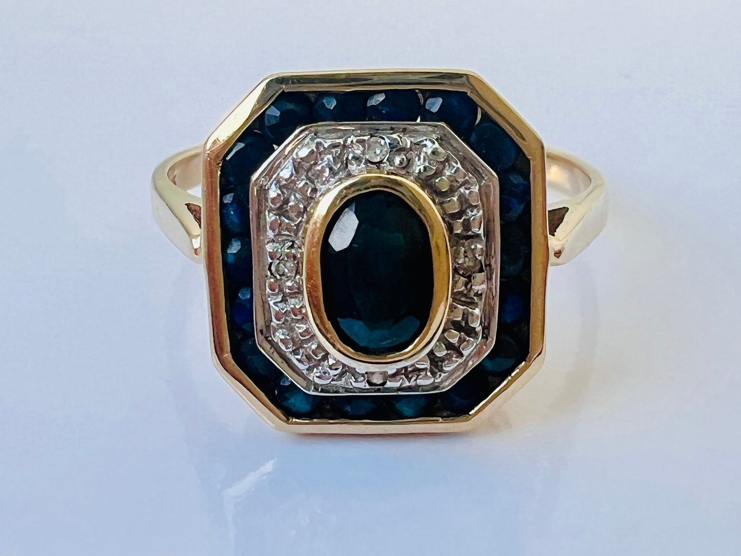 9ct Gold Sapphire & Diamond Ring