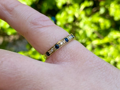 Vintage 9ct Gold Sapphire & Diamond Ring