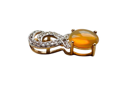 9ct Gold Opal & Diamond Pendant