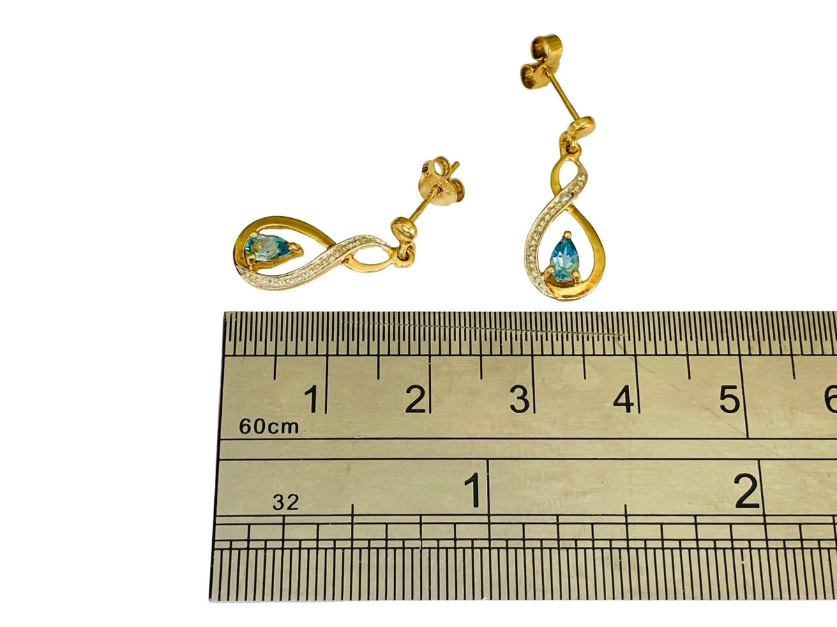 9ct Gold Topaz & Diamond Earrings