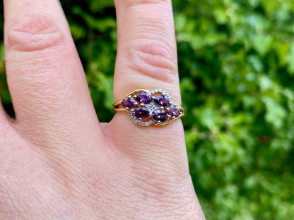 9ct Gold Purple Spinel & Diamond Ring