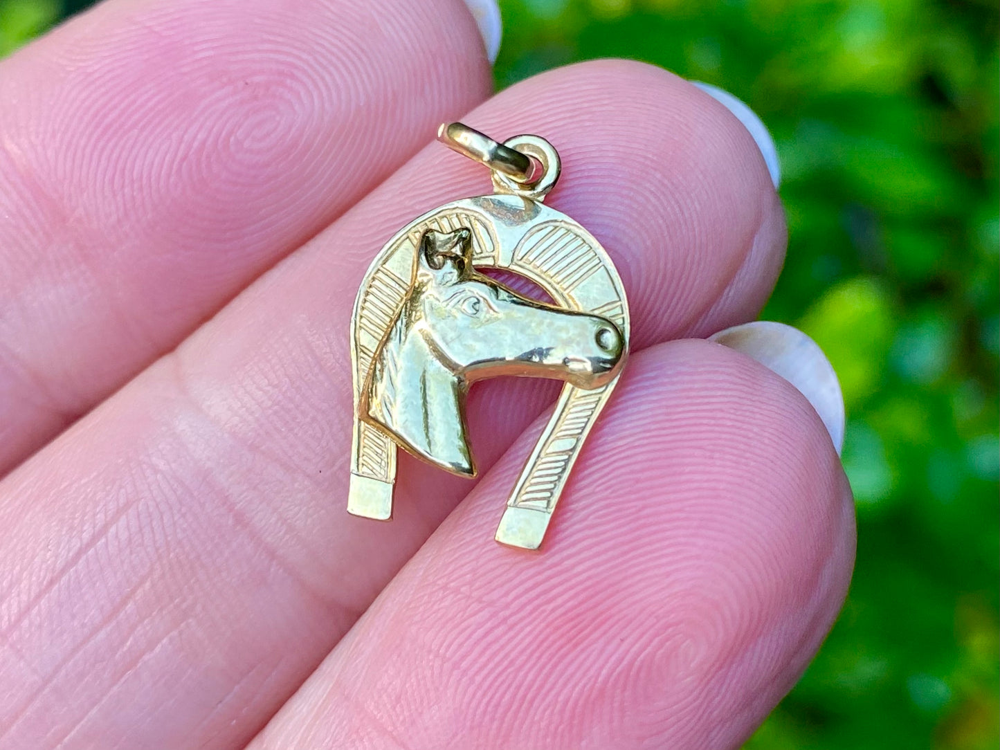 9ct Gold Horseshoe With Horse Pendant