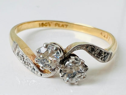 Antique 18ct Gold Two-Stone Diamond Toi Et Moi Ring