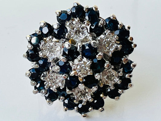 Vintage 9ct Gold Sapphire & Diamond Ring