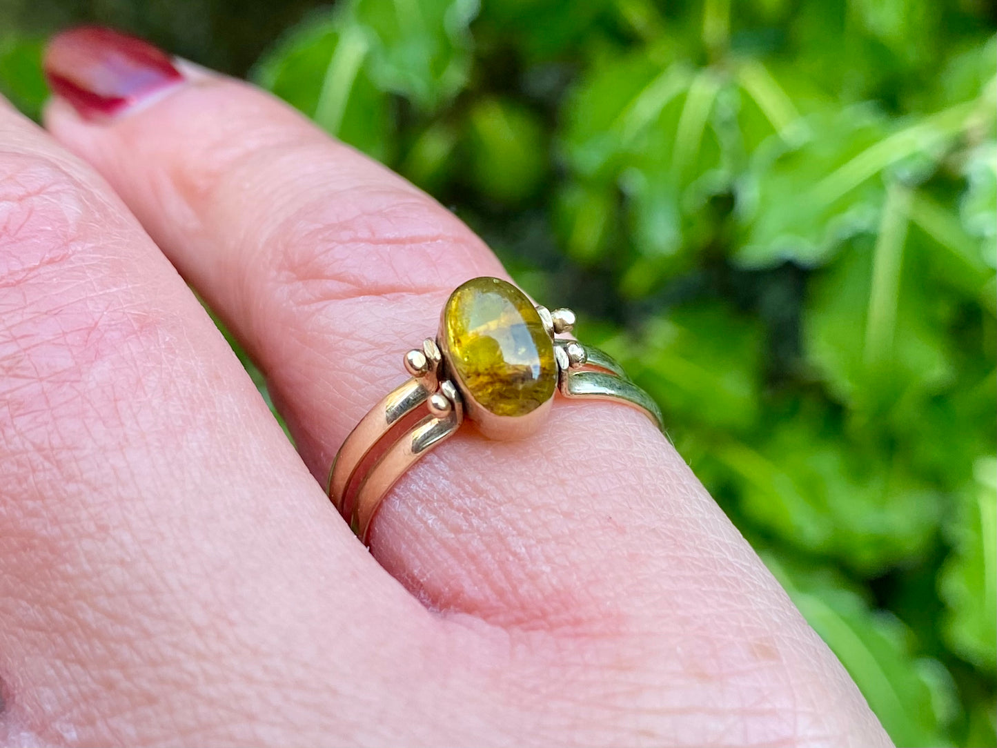 14ct Gold Amber & Larimar Night & Day Flip Ring