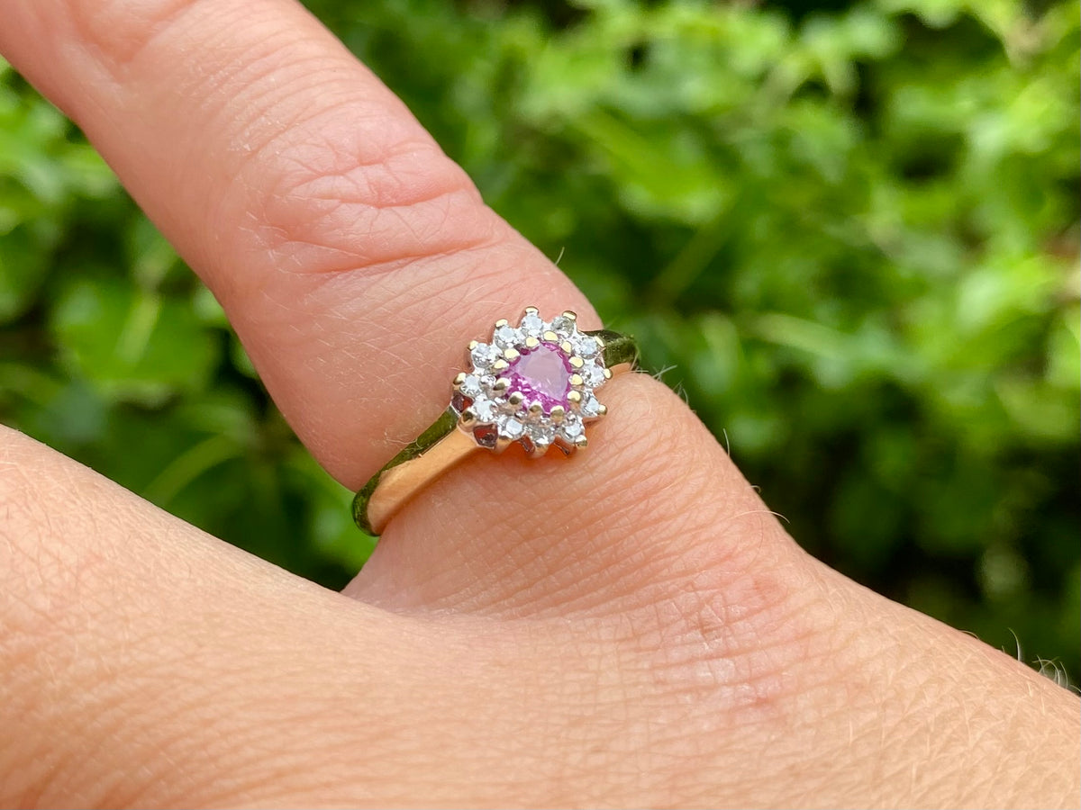 9ct Gold Pink Sapphire & Diamond Ring