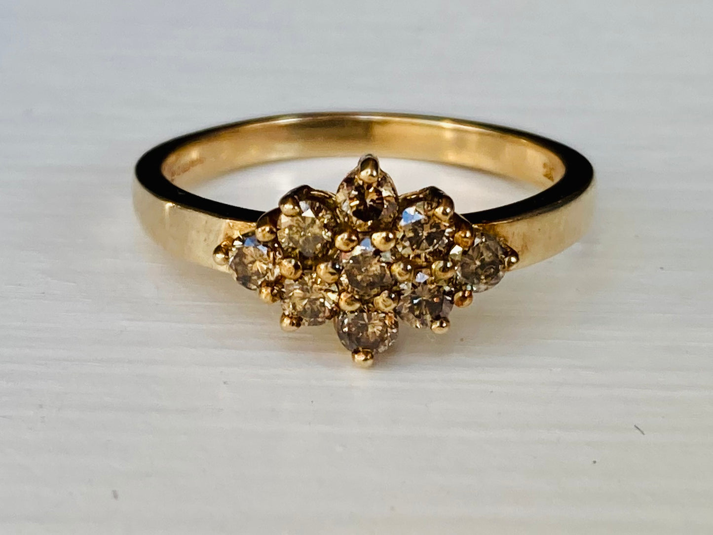 9ct Gold Champagne Diamond Cluster Ring