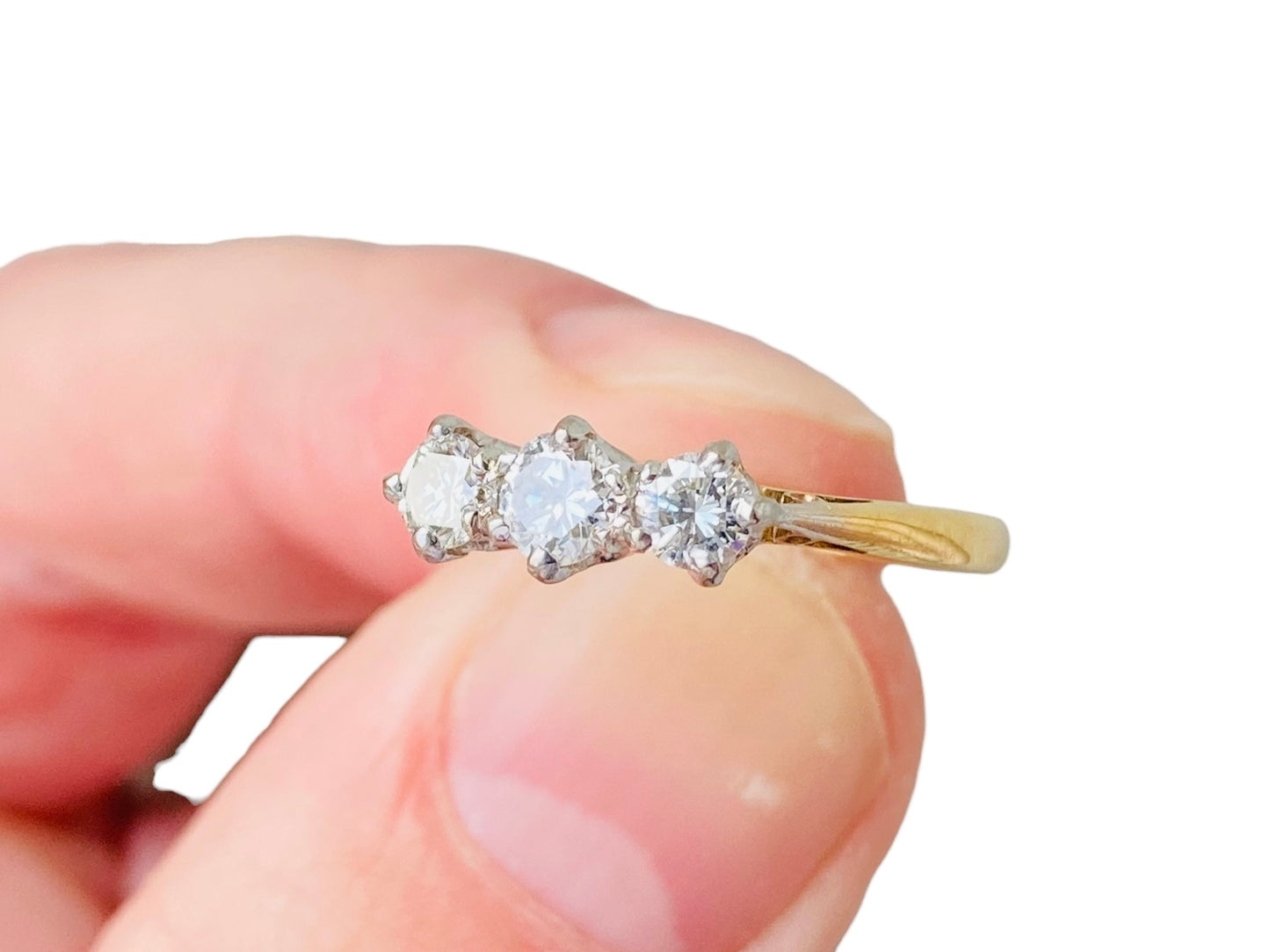 Vintage 18ct Gold Three-Stone Diamond Ring