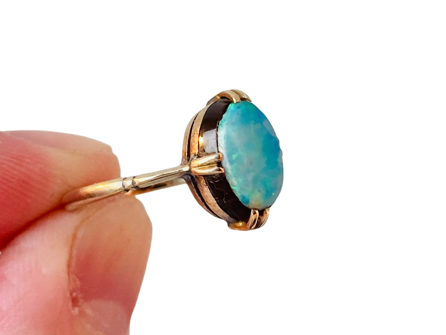 Antique 9ct Gold Opal Doublet Ring