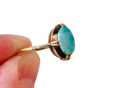 Antique 9ct Gold Opal Doublet Ring