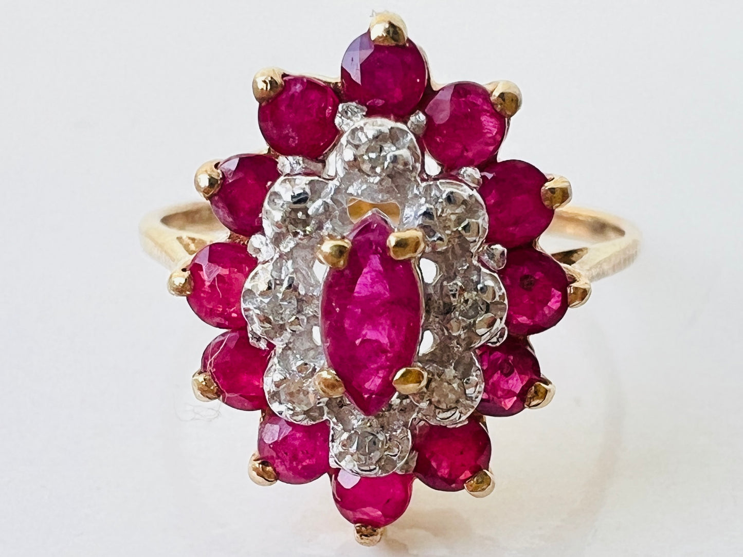 Vintage 9ct Gold Ruby & Diamond Ring