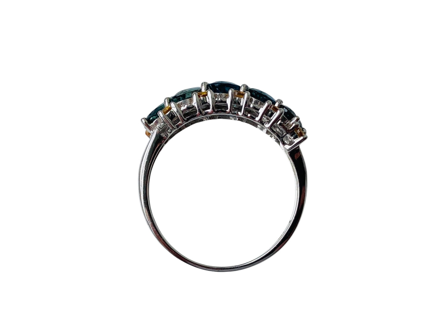9ct Gold Teal & Yellow Sapphire Ring