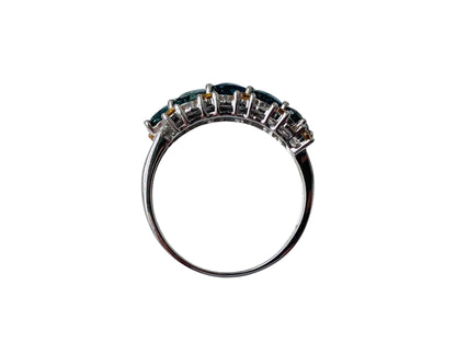 9ct Gold Teal & Yellow Sapphire Ring