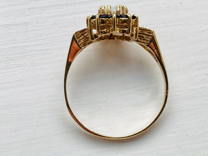 Vintage 9ct Gold Opal & Sapphire Ring