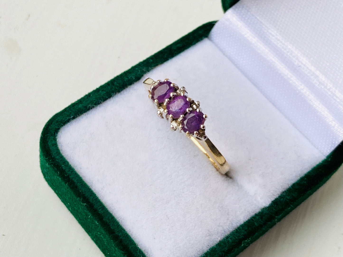 9ct Gold Amethyst & Diamond Ring