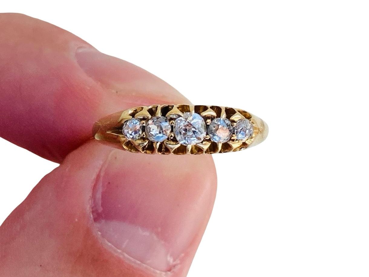 Antique Victorian 18ct Gold Five-Stone Diamond Ring