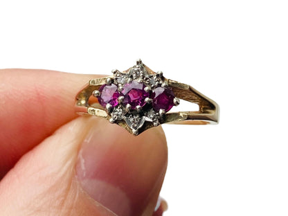 Vintage 9ct Gold Ruby & Diamond Ring