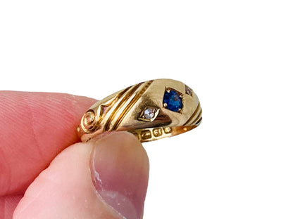 Antique 18ct Gold Sapphire & Diamond Ring