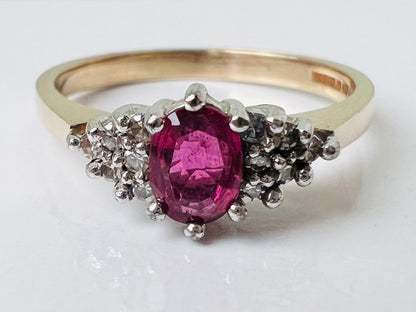 Vintage 9ct Gold Ruby & Diamond Ring