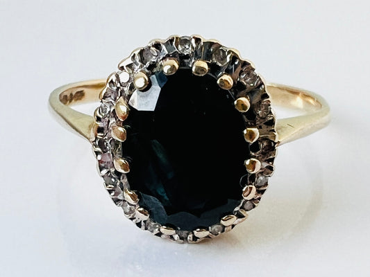 Vintage 9ct Gold Sapphire & Diamond Ring
