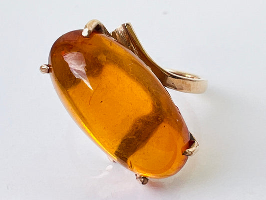 Vintage 9ct Gold Amber Ring