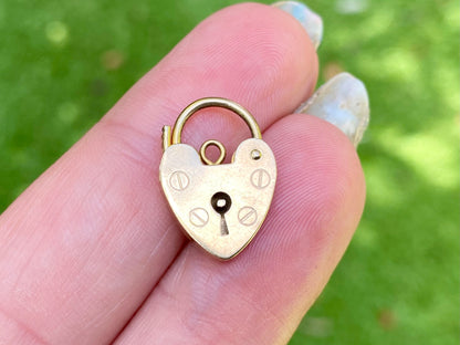 Vintage 9ct Gold Heart Padlock Clasp