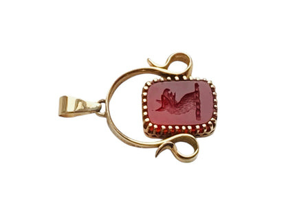 9ct Gold Carnelian Griffin Pendant