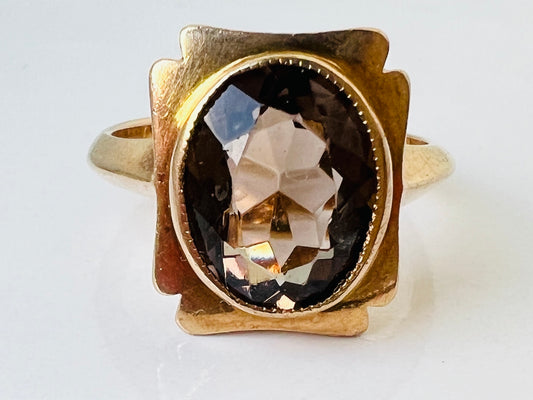 Vintage 9ct Gold Smoky Quartz Ring
