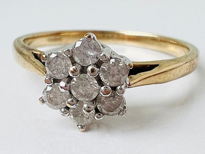 9ct Gold 0.33ct Diamond Daisy Ring