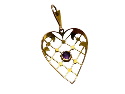 Antique 9ct Gold Amethyst Pendant