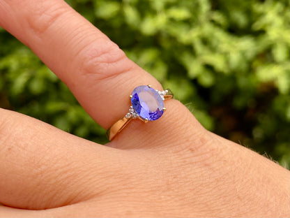 9ct Gold Tanzanite & Diamond Ring