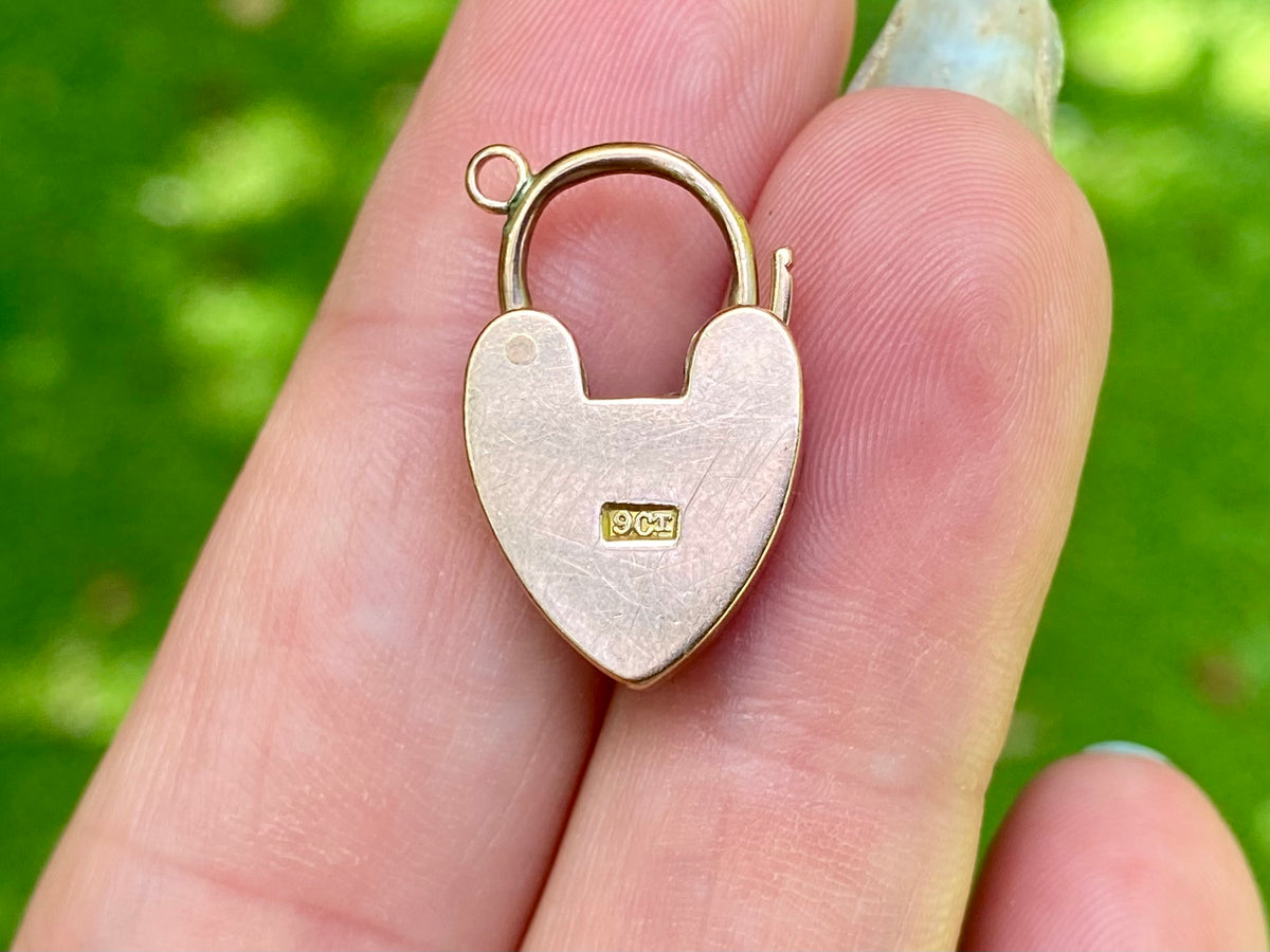 Antique 9ct Gold Heart Padlock Clasp