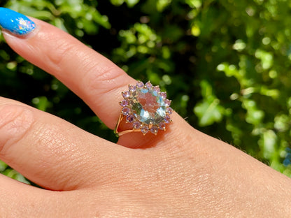 9ct Gold Green & Purple Amethyst Ring
