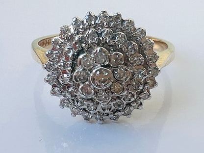 Vintage 9ct Gold Diamond Cluster Ring