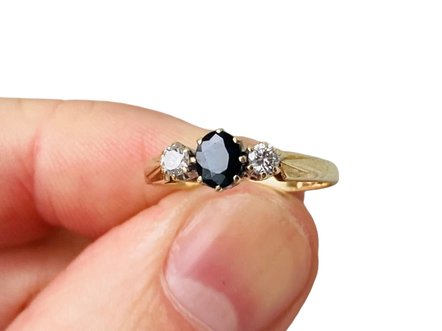 9ct Gold Sapphire & Diamond Trilogy Ring