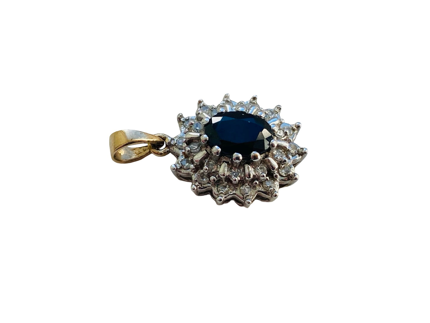 Vintage 9ct Gold Sapphire & Diamond Pendant
