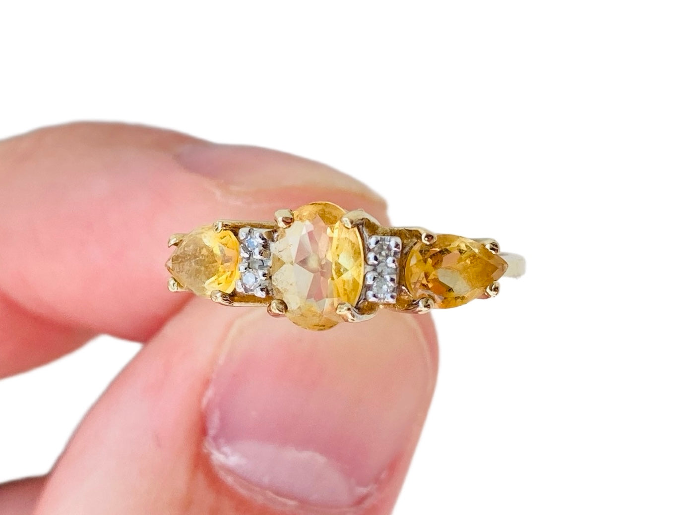 9ct Gold Citrine & Diamond Ring