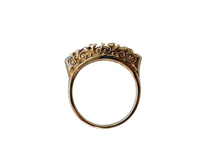 Vintage 9ct Gold Opal & Ruby Ring
