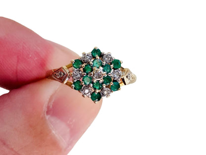 9ct Gold Emerald & Diamond Ring
