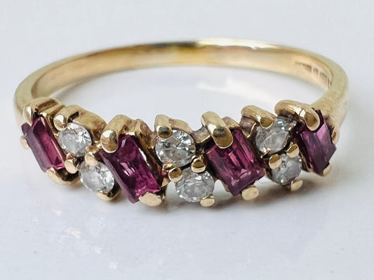 Vintage 9ct Gold Ruby & Diamond Ring
