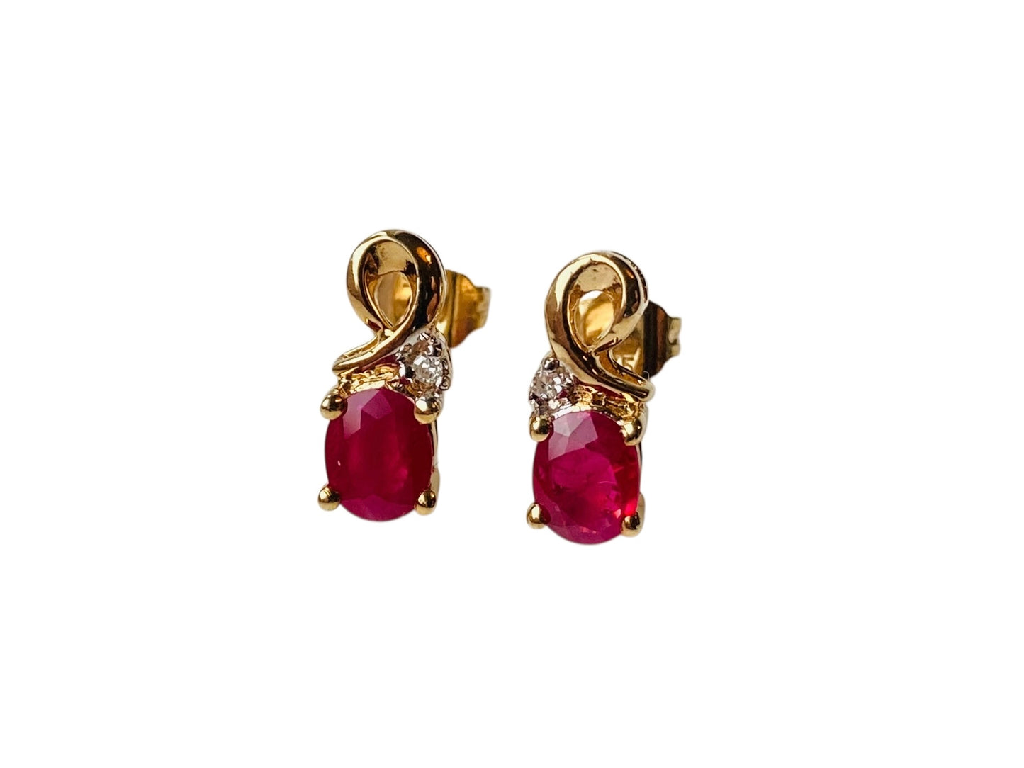 9ct Gold Ruby & Diamond Earrings