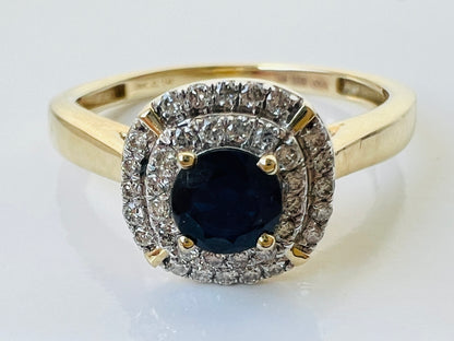 9ct Gold Sapphire & Diamond Ring
