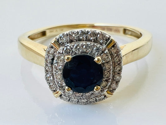 9ct Gold Sapphire & Diamond Ring