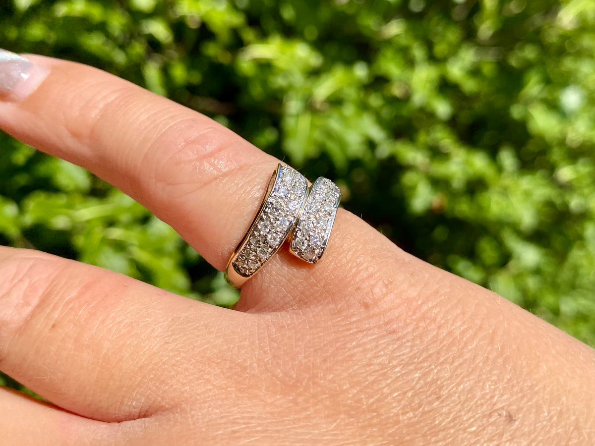 9ct Gold Diamond Crossover Ring