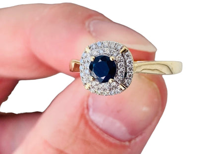 9ct Gold Sapphire & Diamond Ring