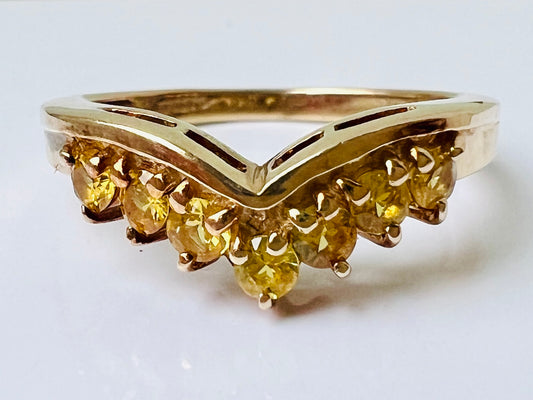 9ct Gold Yellow Sapphire Wishbone Ring
