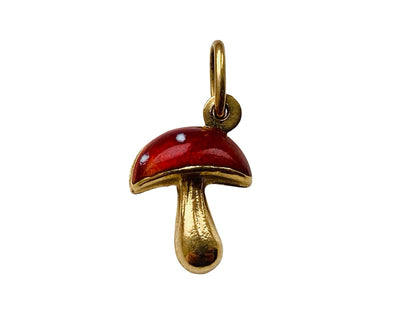 18ct Gold Enamel Mushroom Toadstool  Pendant Or Charm