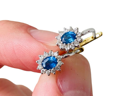 18ct Gold Sapphire & Diamond Earrings