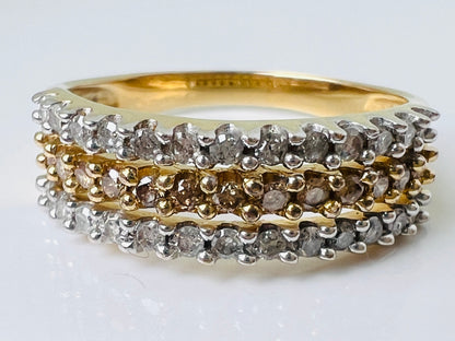 9ct Gold Champagne & White Diamond Ring