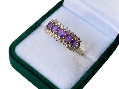 9ct Gold Amethyst & Diamond Ring